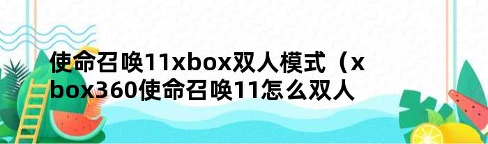 使命召唤11xbox双人模式（xbox360使命召唤11怎么双人闯关）